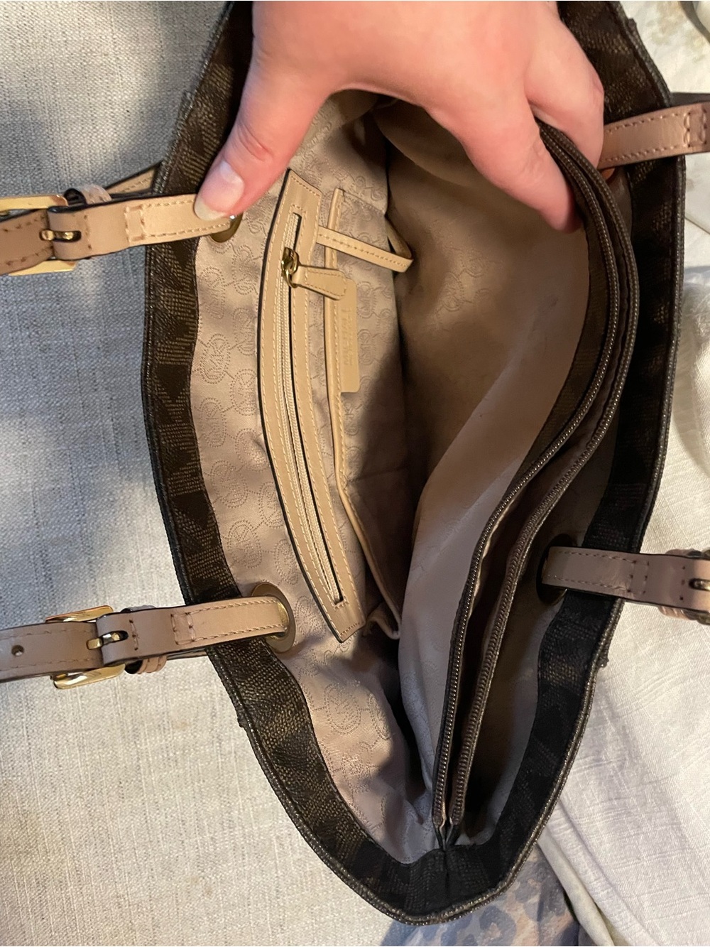Michael Kors Brown MK Logo Tote - Picture 4 of 5